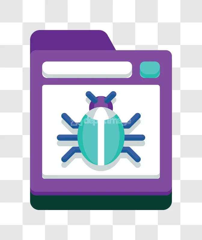 Bug Malware Security Software Folder Icon flat colorful illustration