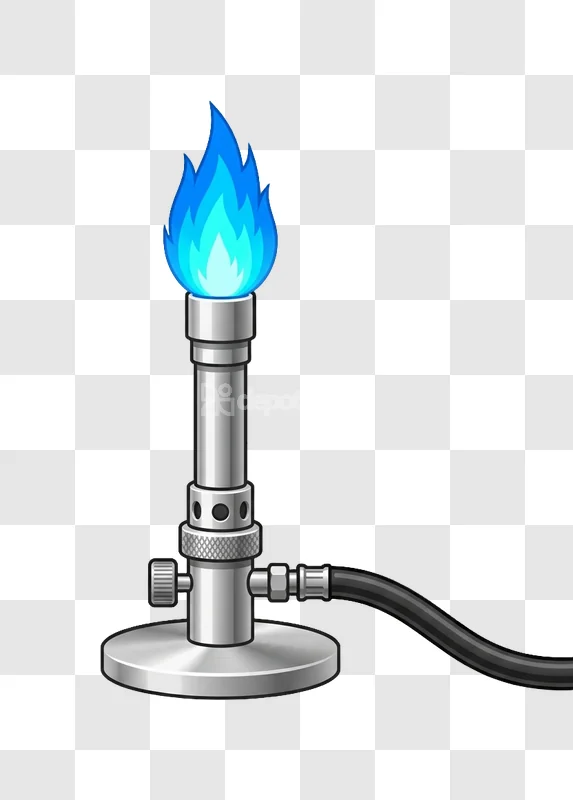 Bunsen Burner Blue Flame Science Equipment Laboratory, detailed illustration transparent background
