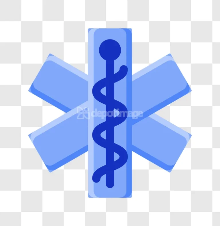 Caduceus Star of Life Medical Symbol Blue Emergency flat icon transparent background