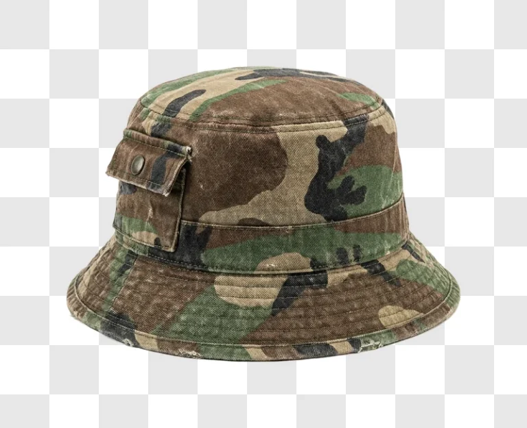 Camo Bucket Hat With Pocket Detail camouflage pattern pocket detail