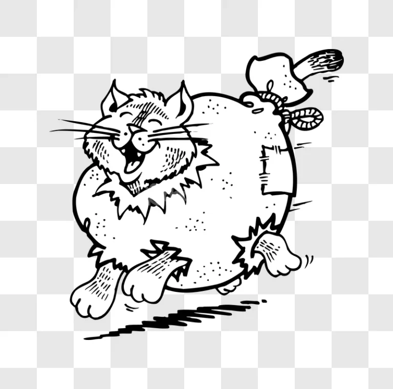 Cartoon Cat Bag Illustration Comic Art black and white comic style