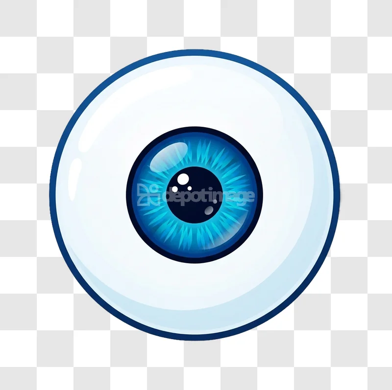 Cartoon Human Blue Eye Realistic Pupil Iris cartoon style blue white
