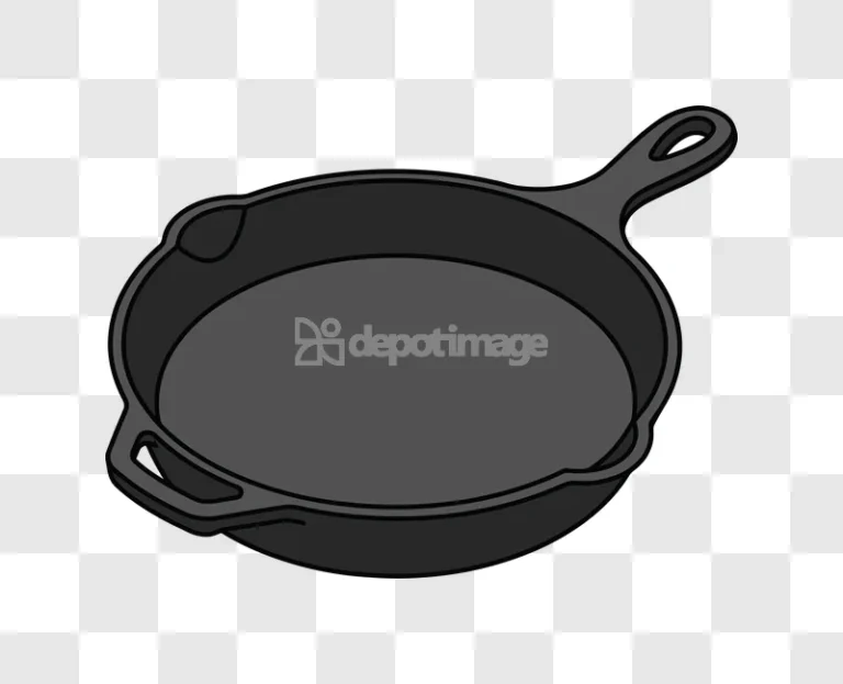 Cast Iron Frying Pan Cooking Utensil flat gray black outline