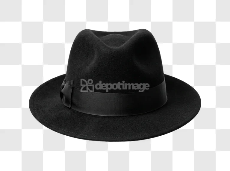 Classic Black Fedora Hat Dark Background felt material black ribbon transparent