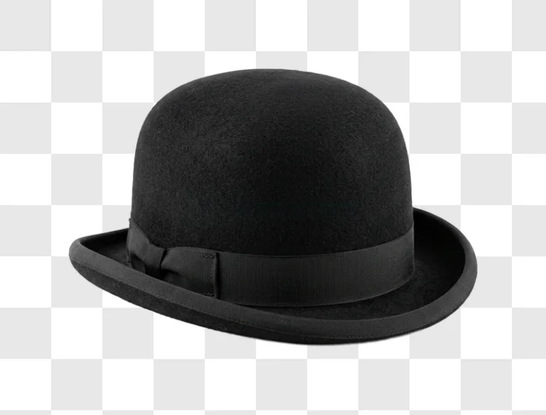Classic Black Felt Bowler Hat Close up black felt textured ribbon