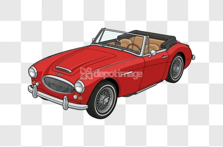 Classic Red Convertible Car Vector Illustration red convertible detailed illustration