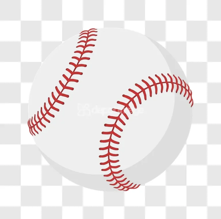 Classic Round White Baseball Red Stitching cartoon style white red