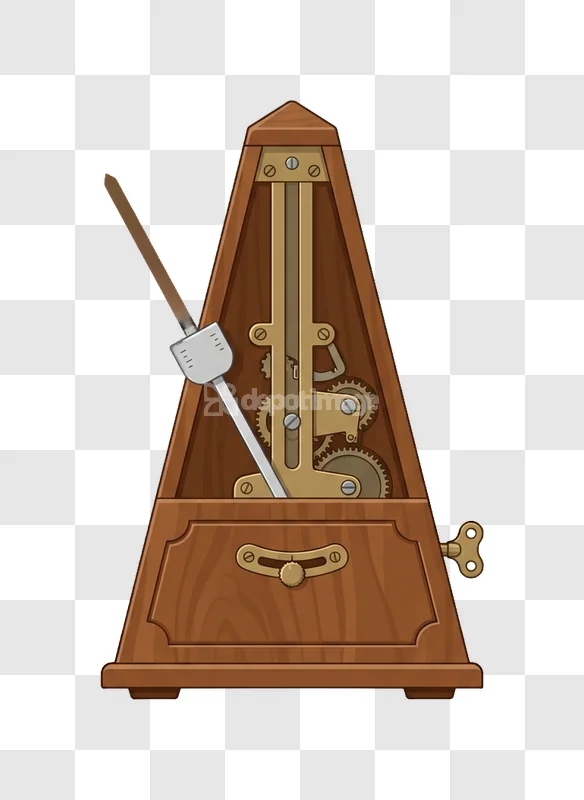 Classic Wooden Mechanical Metronome Music Tool detailed brown wood mechanism