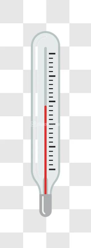 Classical Mercury Thermometer Showing High Temperature red mercury column transparent