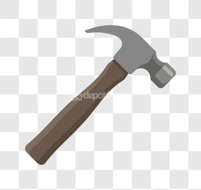 Claw Hammer Wooden Handle Simple Illustration flat graphic brown handle gray head