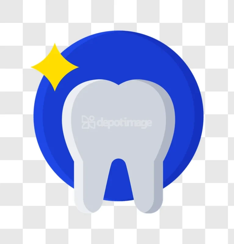 Clean Shiny White Tooth Dental Health Icon flat design blue background