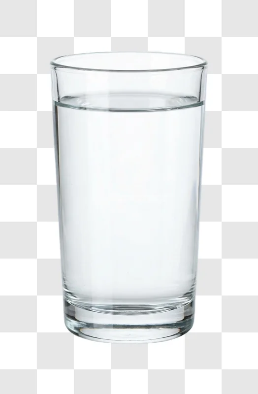 Clear Drinking Glass Full Water Closeup transparent background realistic
