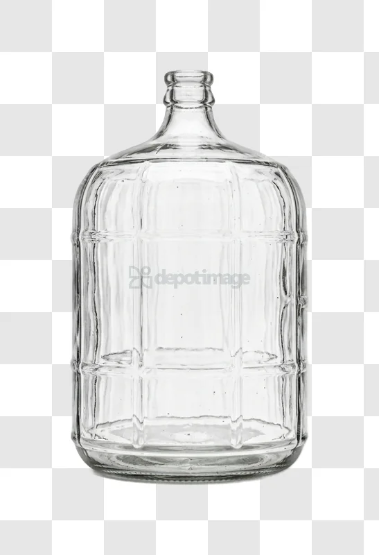 Clear Glass Demijohn Carboy transparent background ribbed glass