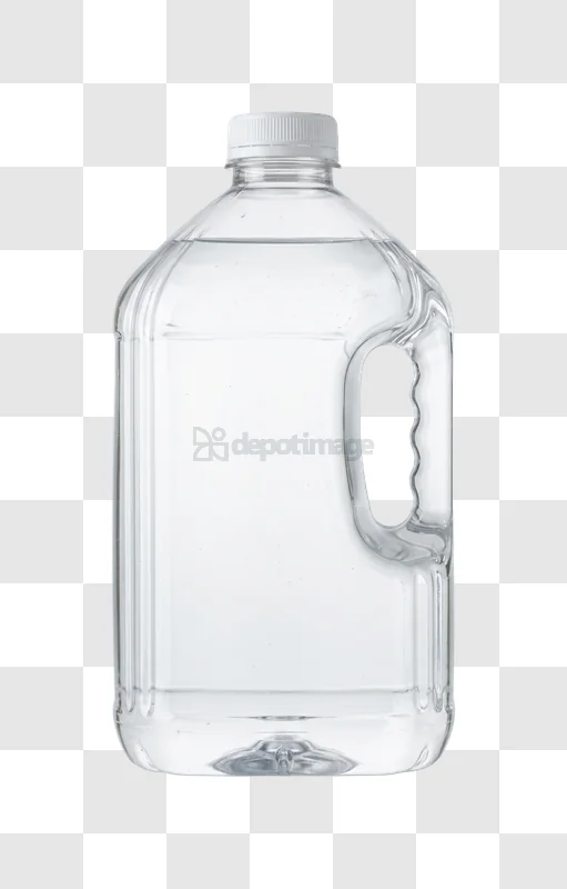 Clear Plastic Water Bottle White Cap transparent background, full, white cap