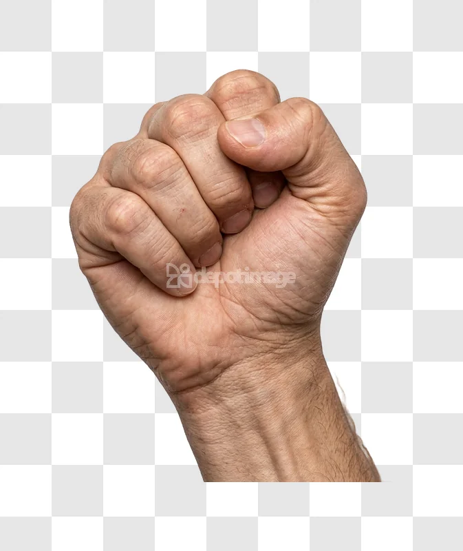 Clenched Fist Against a light-skinned hand, powerful gesture