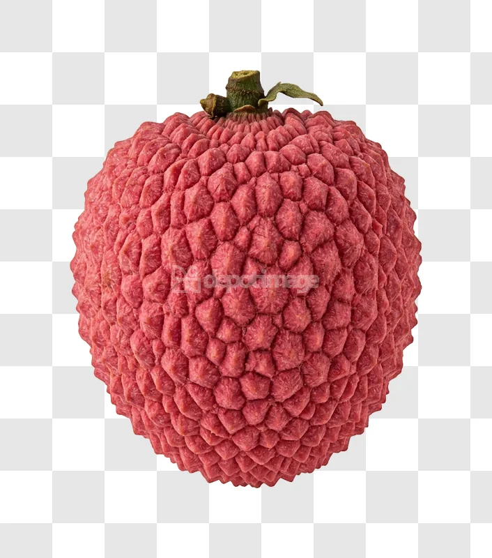 Closeup Vibrant Red Lychee Fruit Textured Skin with bumpy skin detail