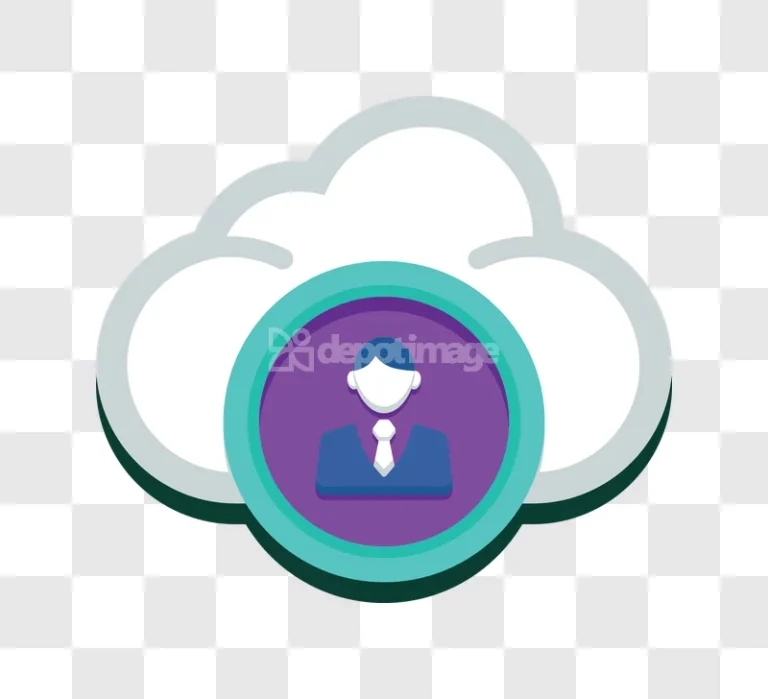 Cloud Person Icon Purple Teal User Profile flat design transparent background