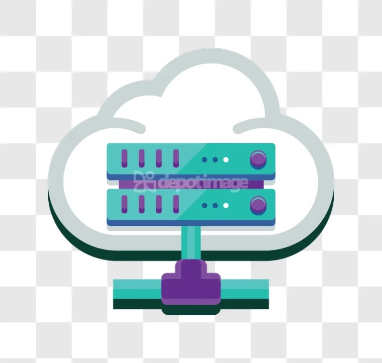 Cloud Server Hosting Data Center Icon flat style teal purple