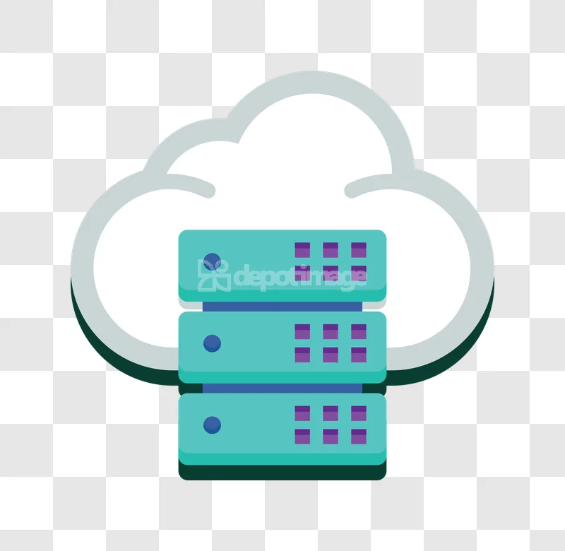 Cloud Server Hosting Data Storage Icon flat graphic white cloud teal servers