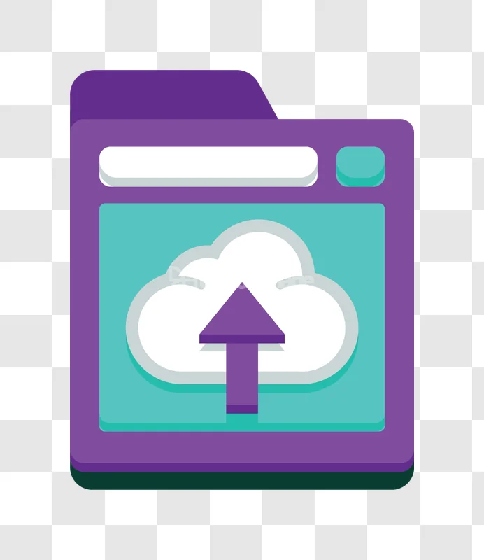 Cloud Upload Icon Purple Teal Modern flat design purple teal