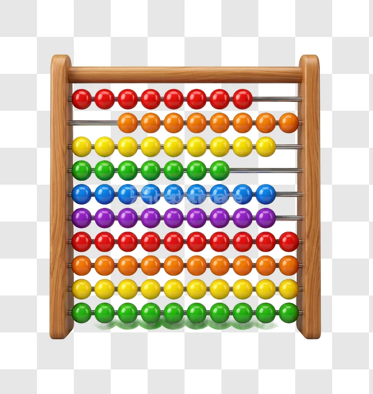 Colorful Abacus Counting Mathematics 3d Render with rainbow beads and wooden frame