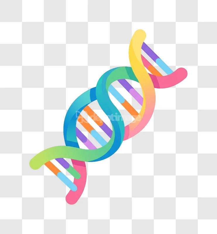 Colorful Dna Double Helix Structure Molecule Icon vibrant gradient colors transparent background