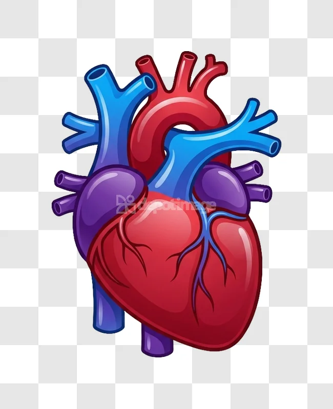 Colorful Human Heart Anatomy Cartoon Art