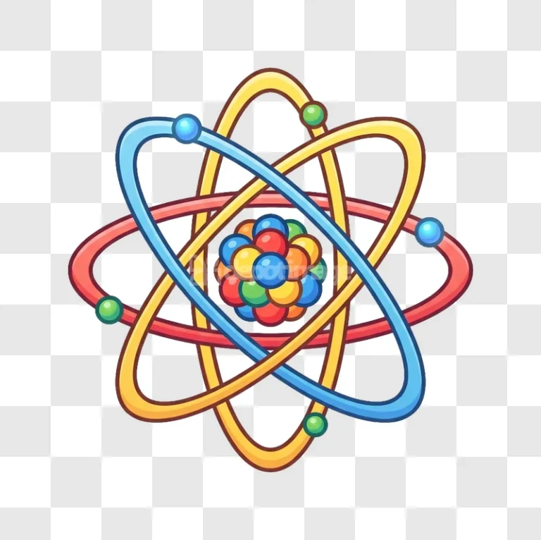 Colorful Stylized Atom Molecular Model Icon
