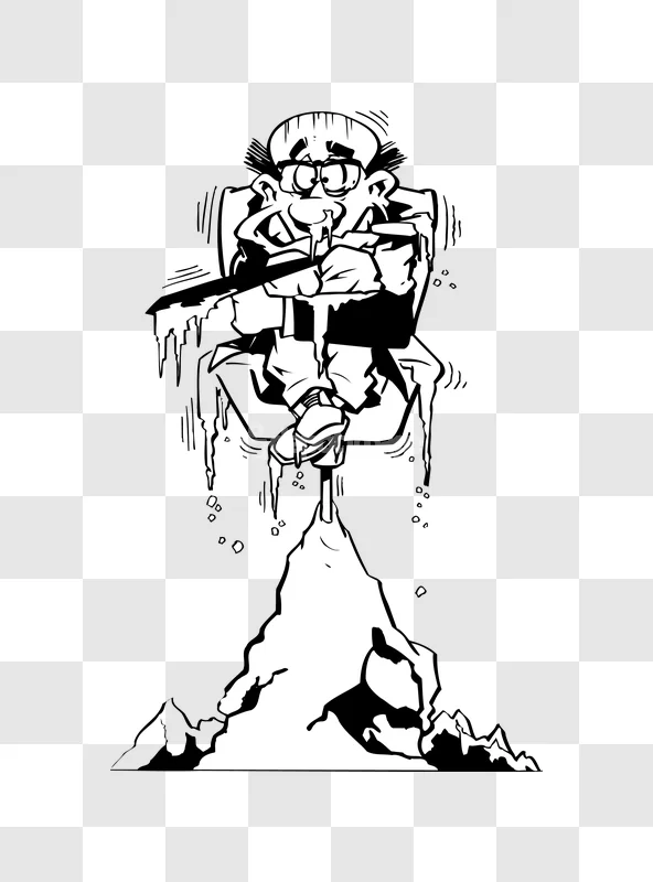 Comic Character Frozen Ice Illustration Stylized Art black and white cartoon style