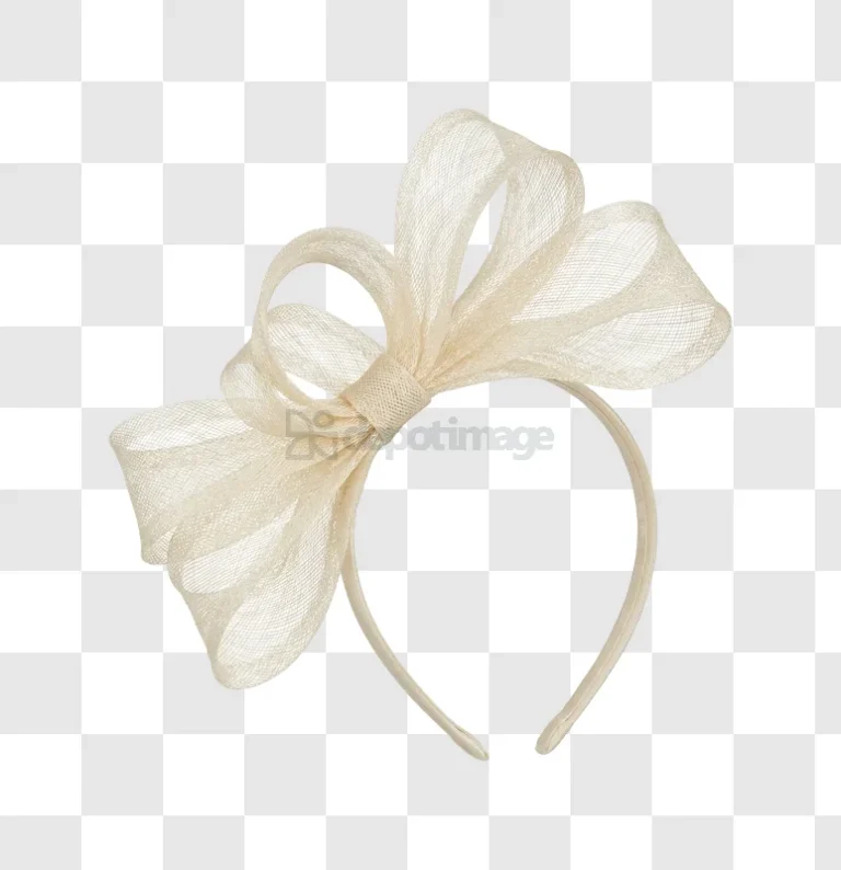 Cream Headband With Large Bow Detail textured fabric, elegant design, transparent background
