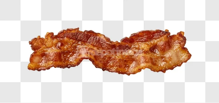 Crispy Fried Bacon Strip golden brown textured transparent background