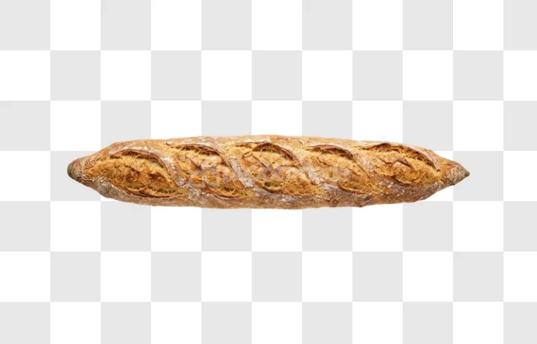 Crusty French Bread Baguette golden brown baked texture transparent background