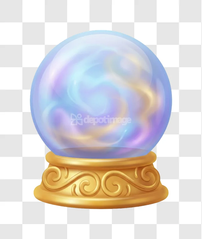 Crystal Gazing Magic Glowing Sphere Gold Base glowing blue purple gold ornate base