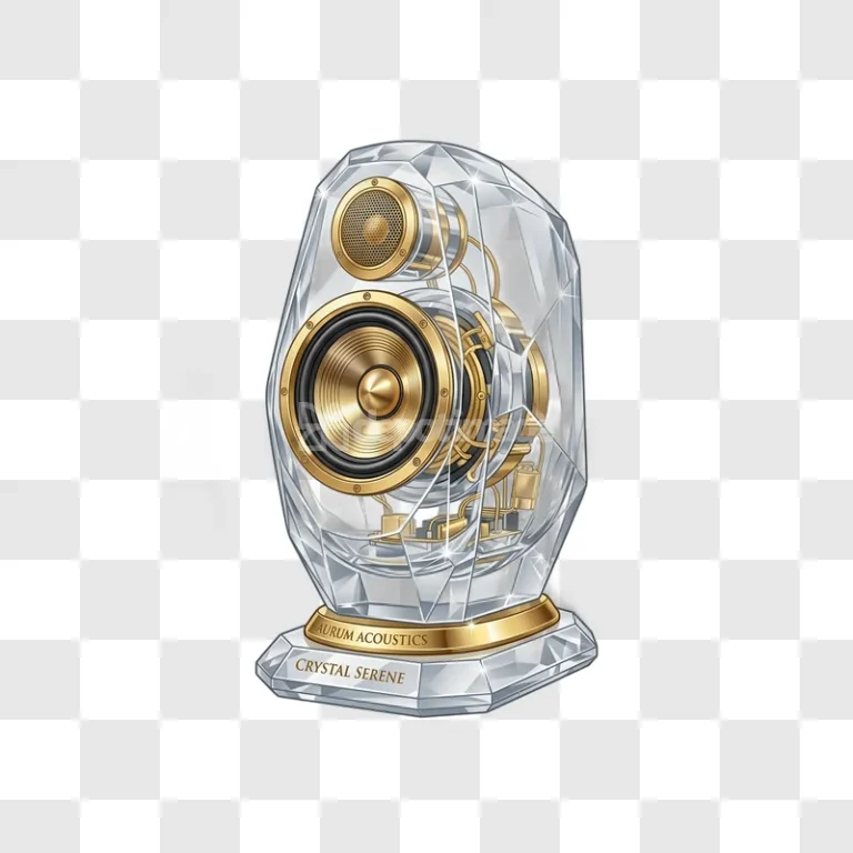 Crystal Gold Luxury Speaker Audio Design detailed transparent faceted speaker