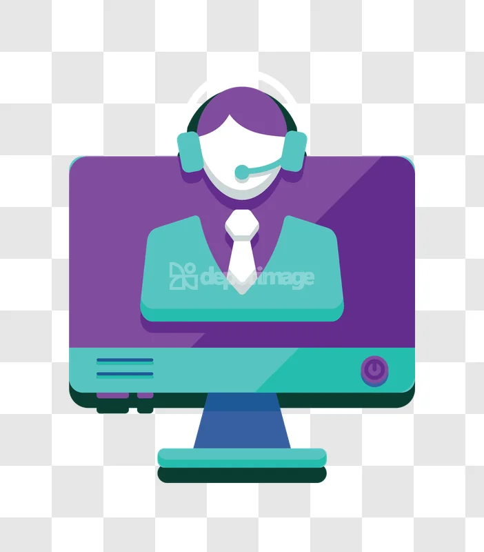 Customer Support Icon Monitor Headphones Online Assistance