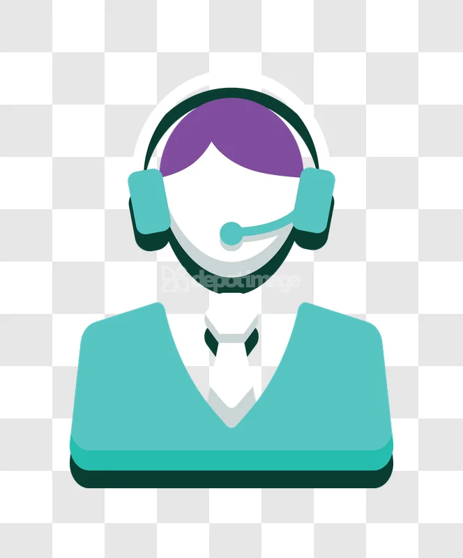 Customer Support Service Agent Icon flat style teal purple