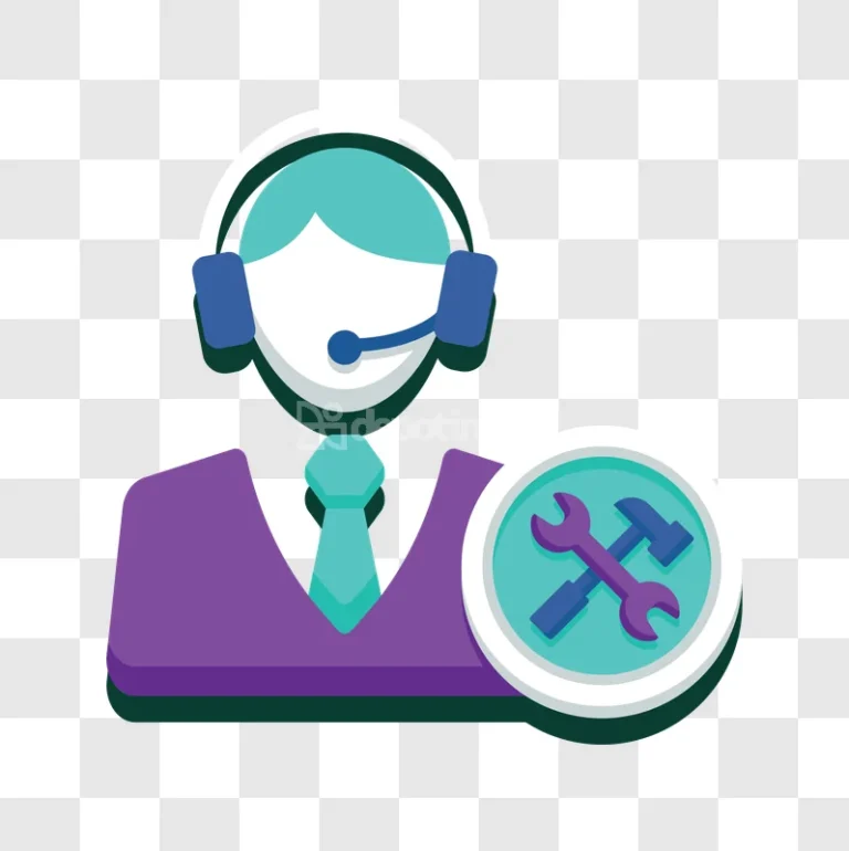 Customer Support Technical Service Icon flat design transparent background