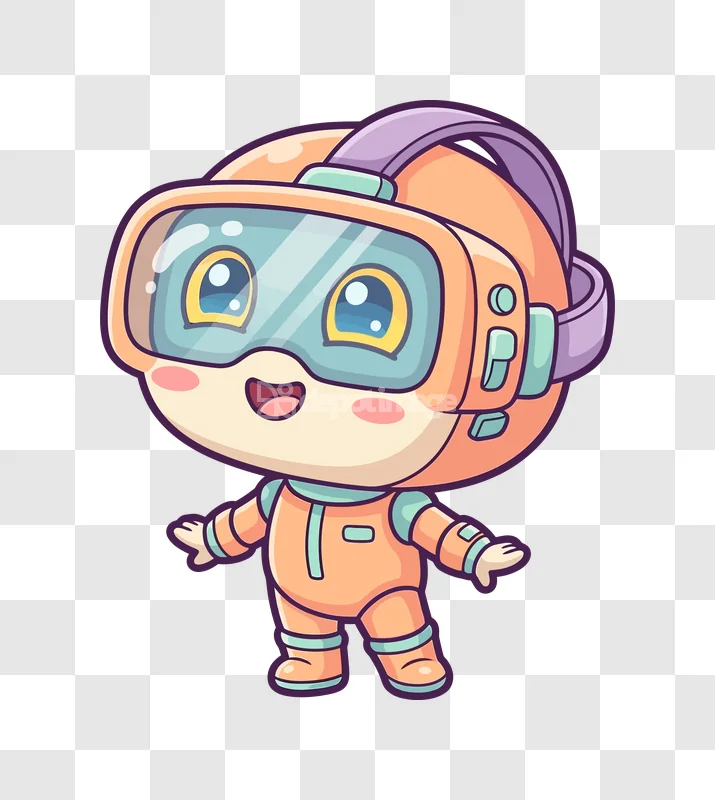 Cute Astronaut Character Wearing Space Glasses cartoon style orange purple