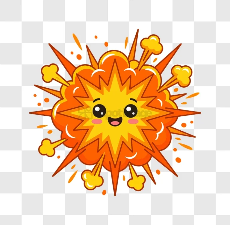 Cute Cartoon Explosion With Happy Face vibrant orange yellow cartoon