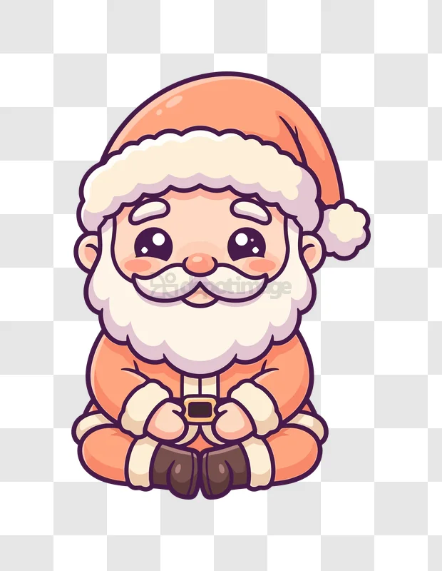 Cute Cartoon Santa Claus Sitting Down, adorable style orange white