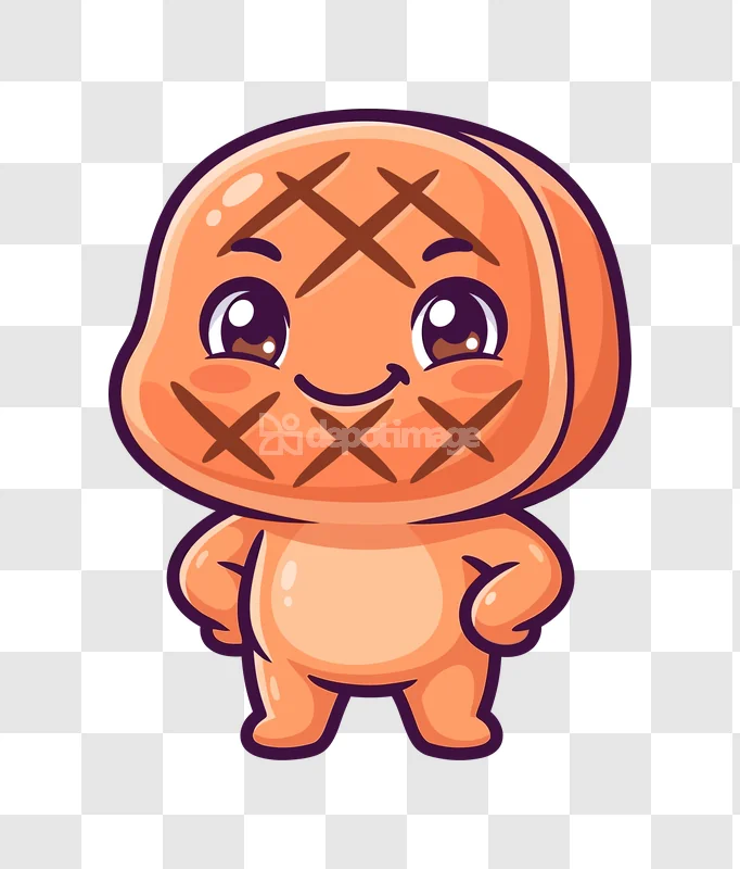 Cute Kawaii Cartoon Peanut Character Smiling, orange cartoon transparent background