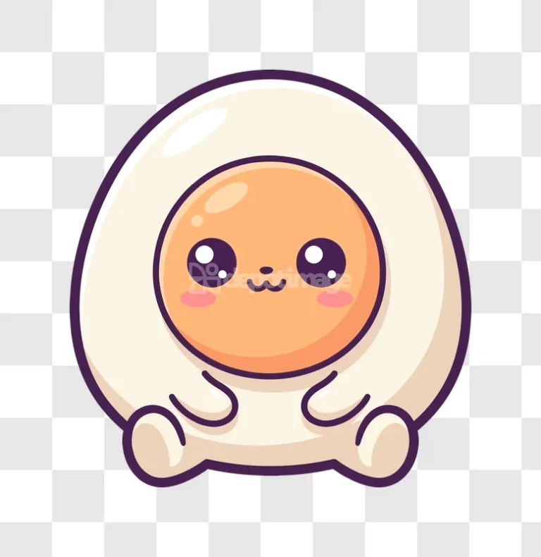 Cute Kawaii Egg Cartoon Character adorable white orange cartoon style