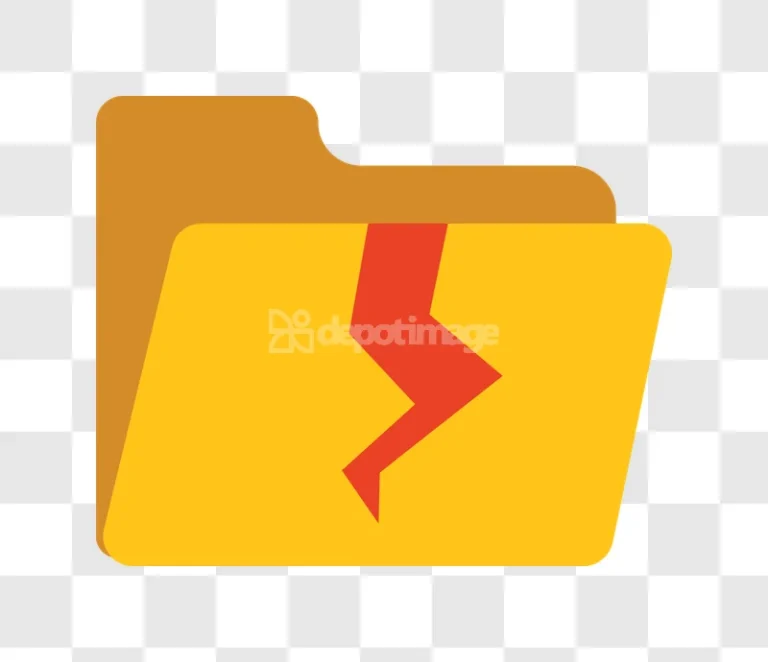 Damaged Folder Data Breach Security Alert Icon flat icon yellow red