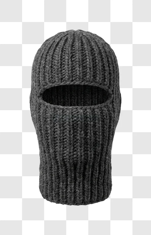 Dark Balaclava Knitted Face Mask Textured grey ribbed knit