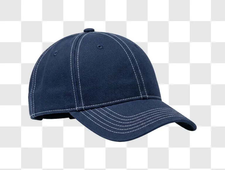 Dark Blue Baseball Cap With White Stitching navy fabric white seams