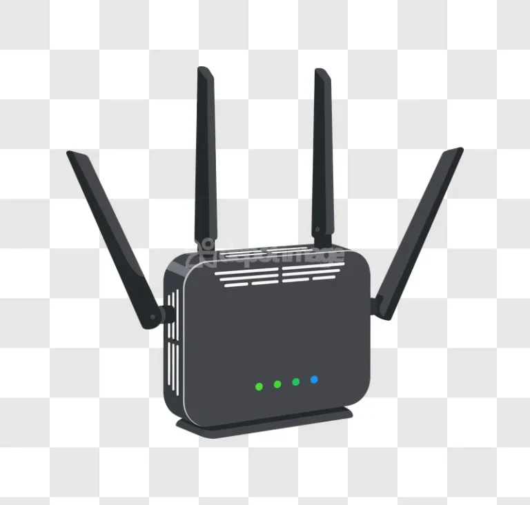 Dark Gray Wifi Router With Antennas flat design transparent background