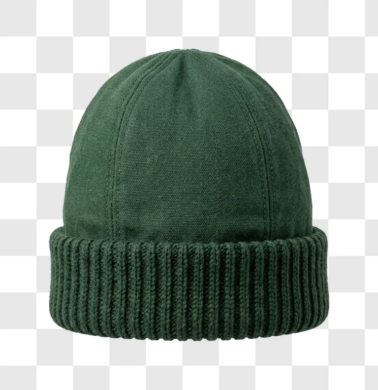 Dark Green Knitted Beanie Hat knitted texture ribbed cuff