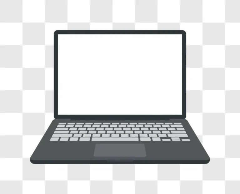 Dark Grey Laptop Computer Empty Screen flat design white screen
