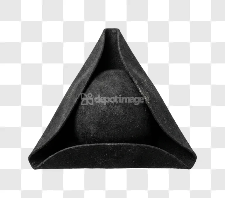 Dark Trefoil Hat Against black felt tricorn hat