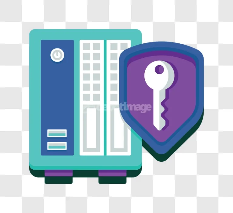 Data Server Locked Access Security Icon flat style blue purple